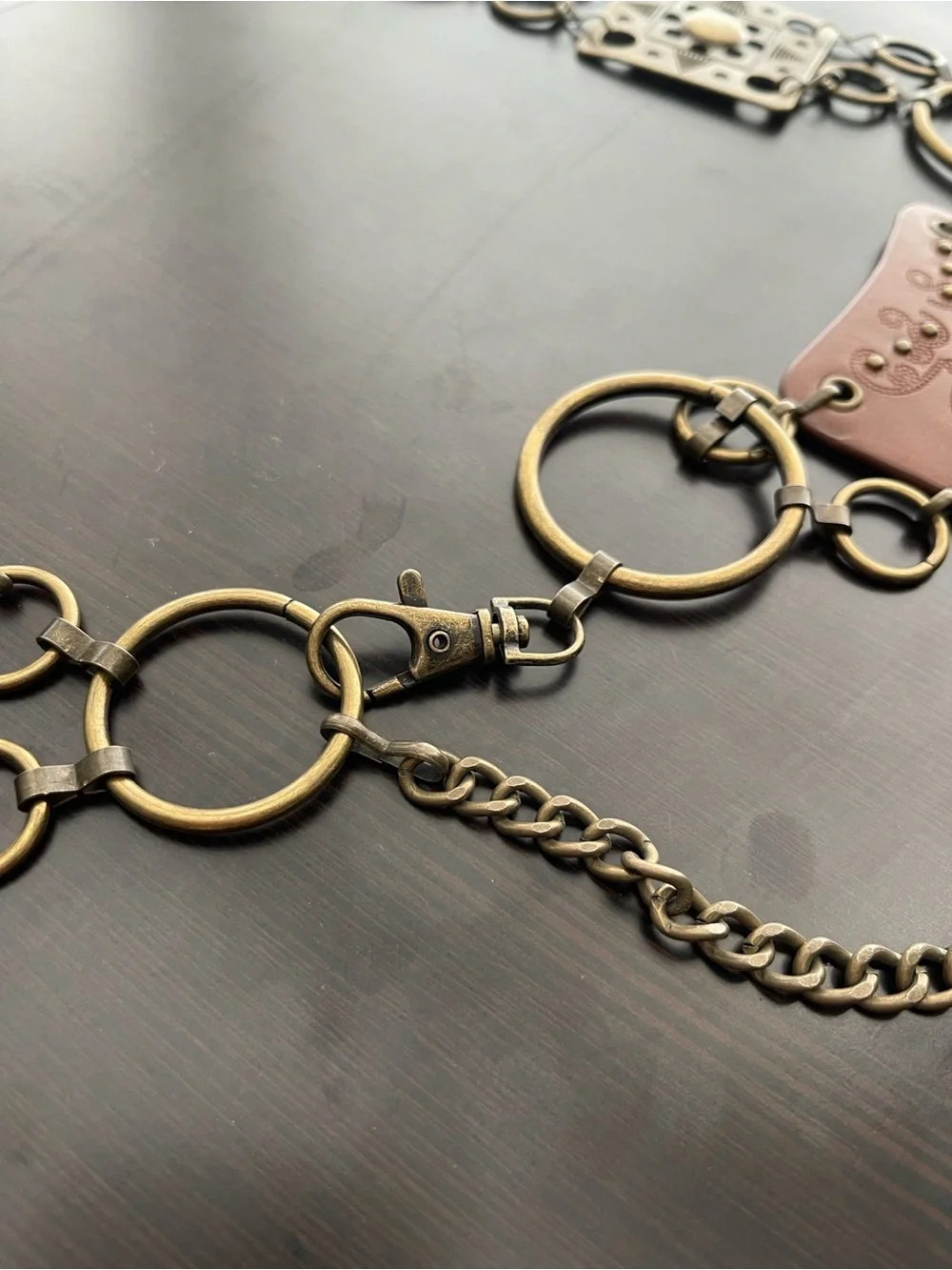 Boho Chain Belt / Y2K Western Style Leather Accent Belt- women